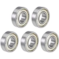 sourcing map R8ZZ Ranura Profunda Rodamientos Bolas Z2 1-2&quot- X 1-1-8 x 5-16 Pulgadas Doble Blindaje Acero Carbono 5pcs